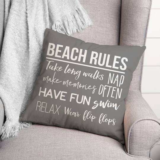 Beach Rules Throw Pillow